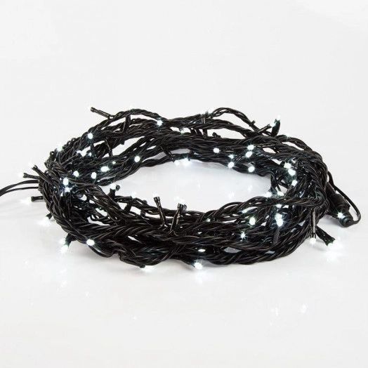 Гирлянда светодиодная "Твинкл Лайт" 10м 100LED бел. 10Вт 220В IP65 с контроллером 8 режимов провод черн. ПВХ Neon-Night 303-135