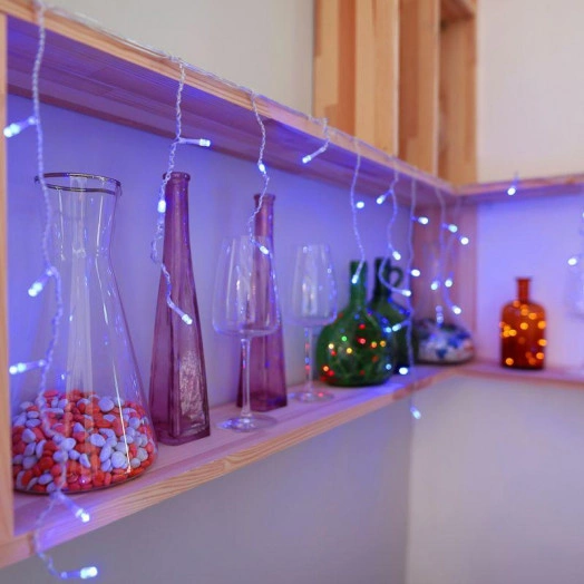 Гирлянда "Айсикл" (бахрома) 1.8х0.5м 48LED син. 3Вт 230В IP20 провод прозр. Neon-Night 255-013