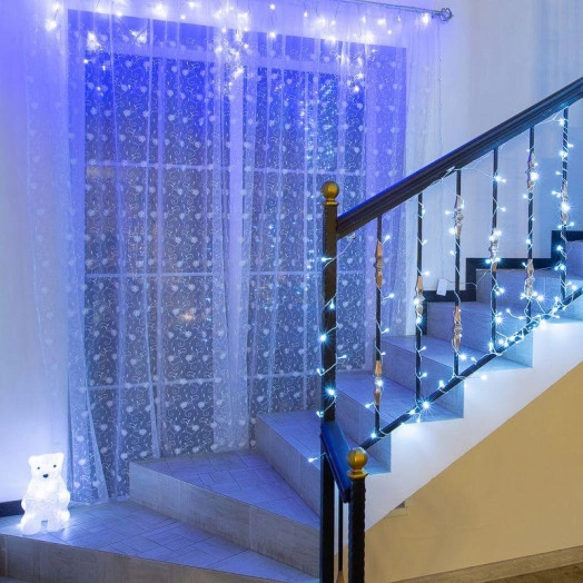 Гирлянда "Айсикл" (бахрома) 1.8х0.5м 48LED син. 3Вт 230В IP20 провод прозр. Neon-Night 255-013