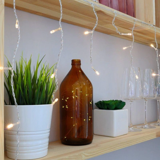 Гирлянда "Айсикл" (бахрома) 1.8х0.5м 48LED тепл. бел. 3Вт 230В IP20 провод прозр. Neon-Night 255-016