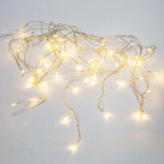 Гирлянда "Айсикл" (бахрома) 1.8х0.5м 48LED тепл. бел. 3Вт 230В IP20 провод прозр. Neon-Night 255-016