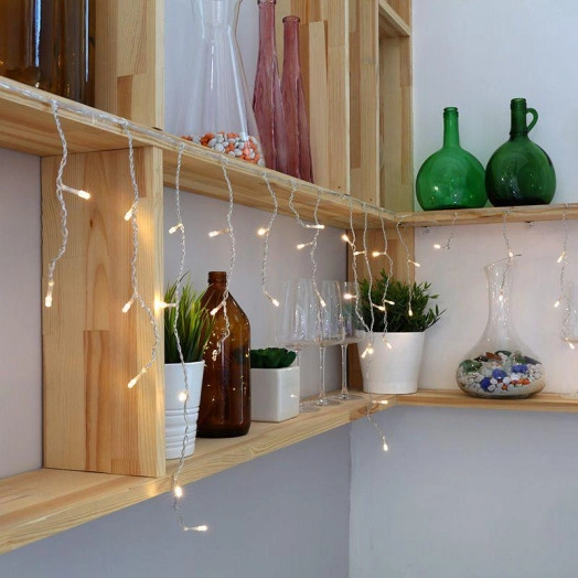 Гирлянда "Айсикл" (бахрома) 1.8х0.5м 48LED тепл. бел. 3Вт 230В IP20 провод прозр. Neon-Night 255-016