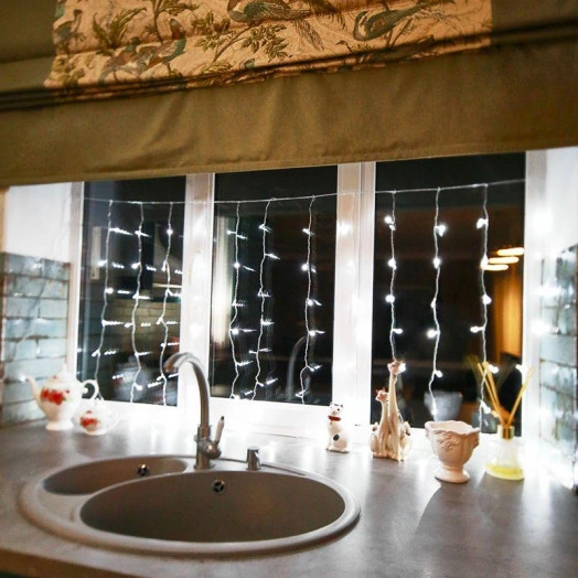 Гирлянда "Светодиодный дождь" с контроллером 1.5х1м 96LED бел. прозр. провод 8Вт 230В IP20 NEON-NIGHT 235-025