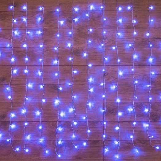 Гирлянда светодиодная "Светодиодный Дождь" 1.5х1м 96LED син. 8Вт 220В IP20 свечение с динамикой с контроллером провод прозр. Neon-Night 235-023