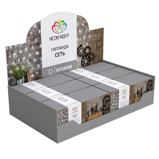 Гирлянда светодиодная "Сеть" 1.8х1.5м 180LED мультиколор 15Вт 220В IP20 с контроллером 8 режимов провод прозр. ПВХ Neon-Night 215-139