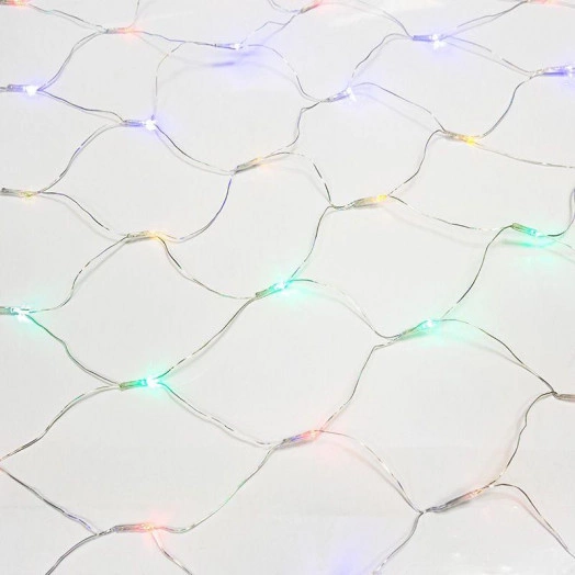 Гирлянда светодиодная "Сеть" 1.5х1.5м 150LED мультиколор 12Вт 220В IP20 с контроллером 8 режимов провод прозр. ПВХ Neon-Night 215-129