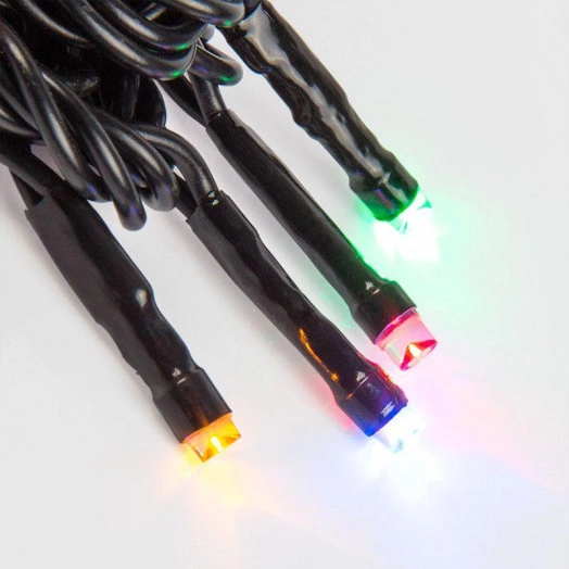 Гирлянда светодиодная "Твинкл Лайт" 10м 100LED мультиколор 10Вт 220В IP65 с контроллером 8 режимов провод черн. ПВХ Neon-Night 303-139
