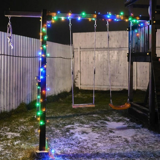 Гирлянда светодиодная "Твинкл Лайт" 10м 100LED мультиколор 10Вт 220В IP65 с контроллером 8 режимов провод черн. ПВХ Neon-Night 303-139