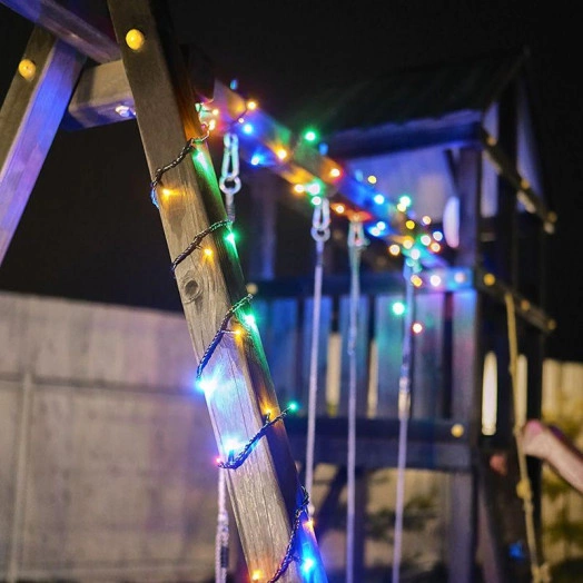 Гирлянда светодиодная "Твинкл Лайт" 10м 100LED мультиколор 10Вт 220В IP65 с контроллером 8 режимов провод черн. ПВХ Neon-Night 303-139