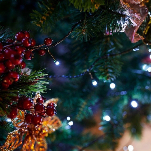 Гирлянда светодиодная "Твинкл Лайт" 20м 160LED бел. 8Вт 230В IP20 с контроллером 8 режимов провод темн. зел. ПВХ Neon-Night 303-115