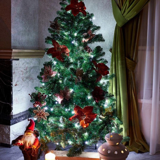 Гирлянда светодиодная "Твинкл Лайт" 20м 160LED бел. 8Вт 230В IP20 с контроллером 8 режимов провод темн. зел. ПВХ Neon-Night 303-115