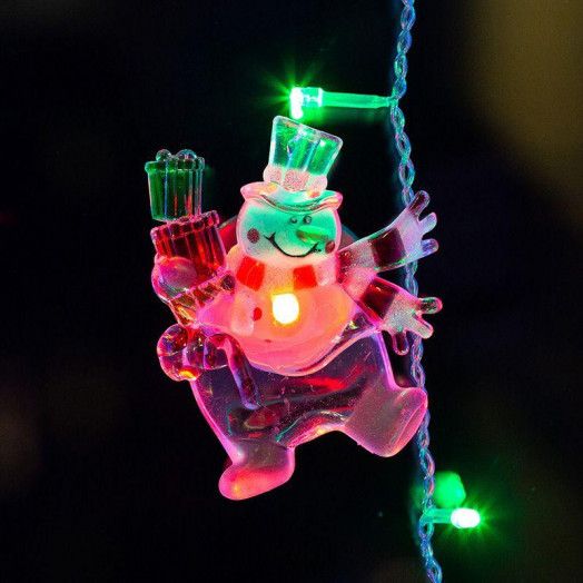 Фигура светодиодная "Снеговик с подарком" 75х90х10мм 1LED 6В IP20 RGB на присоске элементы питания 2хCR2032 (в компл.) Neon-Night 501-022