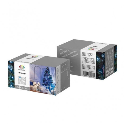 Гирлянда светодиодная "Твинкл Лайт" 6м 40LED син. 4Вт 230В IP20 с контроллером 8 режимов провод темн. зел. ПВХ Neon-Night 303-023