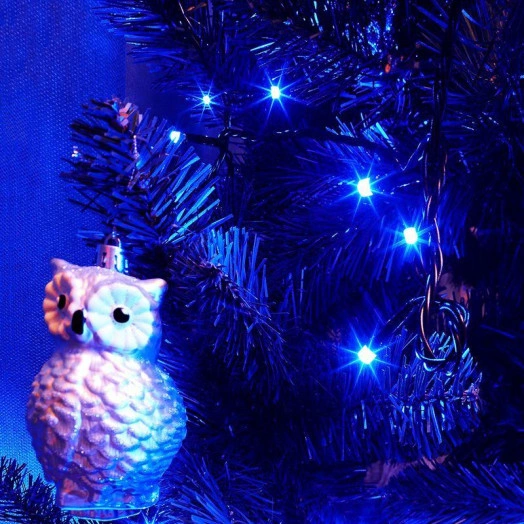 Гирлянда светодиодная "Твинкл Лайт" 15м 120LED син. 10Вт 230В IP20 с контроллером 8 режимов провод темн. зел. ПВХ Neon-Night 303-053