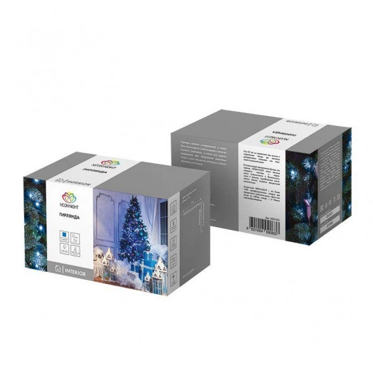 Гирлянда светодиодная "Твинкл Лайт" 15м 120LED син. 10Вт 230В IP20 с контроллером 8 режимов провод темн. зел. ПВХ Neon-Night 303-053