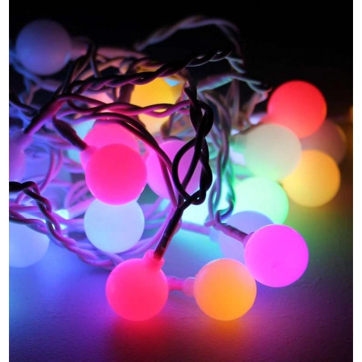Гирлянда светодиодная 100LED Шарики 2.5см провод 13м IP44 удлинение до 4шт. мигание мультиколор Космос KOC_GIR100BallRGB_IP
