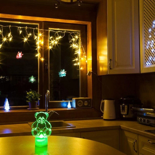 Фигура светодиодная "Мишка 2D" 1LED RGB 1.5Вт IP20 на подставке элементы питания 3хAG13(LR44) (в компл.) Neon-Night 501-047