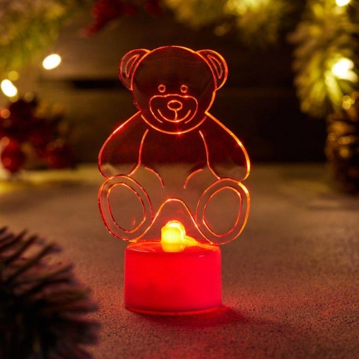 Фигура светодиодная "Мишка 2D" 1LED RGB 1.5Вт IP20 на подставке элементы питания 3хAG13(LR44) (в компл.) Neon-Night 501-047