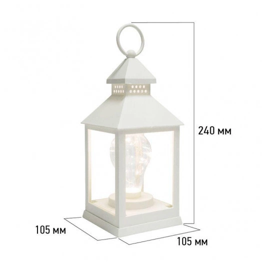 Фонарь декоративный со свечкой бел. корпус 10.5х10.5х24см тепл. бел. Neon-Night 513-052