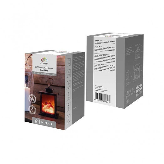 Камин светодиодный "Кантри" 12х12х18.5см эффект живого огня элементы питания 3хAAA (не в компл.) Neon-Night 511-031