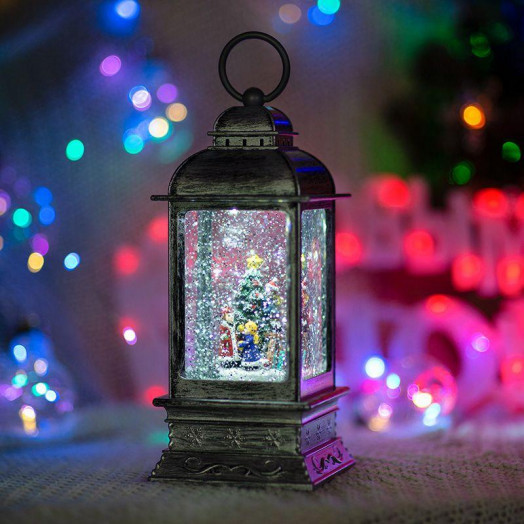 Фонарь декоративный с эффектом снегопада и подсветкой "Рождество" бел. NEON-NIGHT 501-065