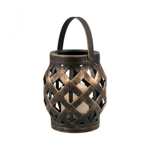 Фонарь декоративный со свечкой плетеный корпус бронза 14х14х16.5см тепл. бел. NEON-NIGHT 513-055