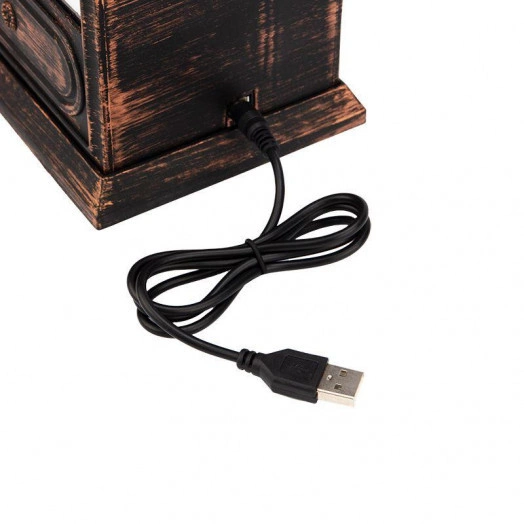 Камин светодиодный "Старинные часы" 14.7х11.7х25см эффект живого огня USB бронз. элементы питания 2хC (не в компл.) Neon-Night 511-021