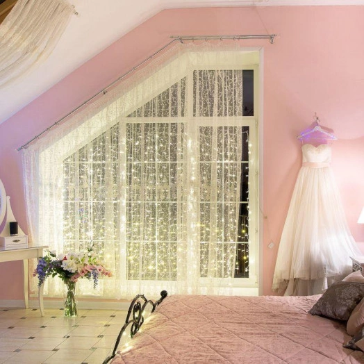 Гирлянда светодиодная "Светодиодный Дождь" 2х2.5м 300LED тепл. бел. 16Вт 230В IP20 свечение с динамикой провод прозр. Neon-Night 235-056