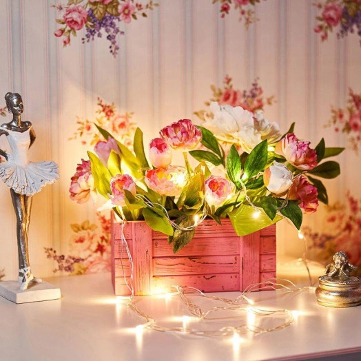 Гирлянда светодиодная "Твинкл Лайт" 4м 25LED тепл. бел. 7.4Вт IP20 провод прозр. ПВХ Neon-Night 303-166