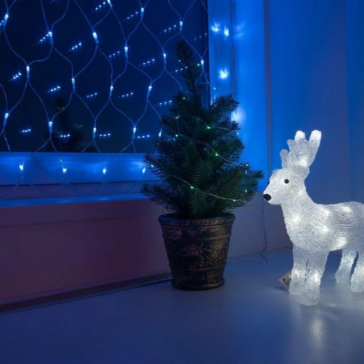 Гирлянда светодиодная "Сеть" 1.8х1.5м 180LED син. 15Вт IP20 провод прозр. ПВХ Neon-Night 215-133