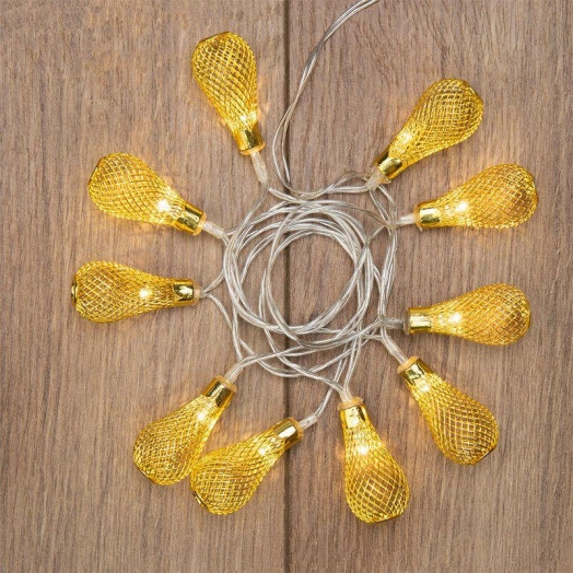 Гирлянда светодиодная "Восточные фонарики" 1.5м 10LED желт. 4Вт IP20 провод прозр. ПВХ элементы питания 2хAA (не в компл.) Neon-Night 303-071