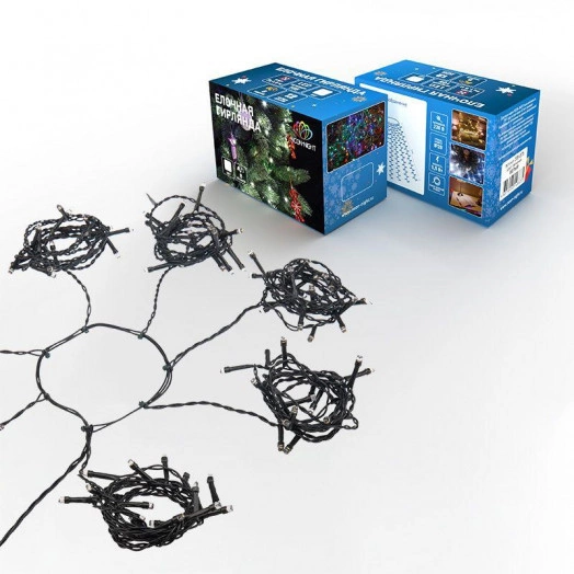 Гирлянда светодиодная елочная с кольцом 7 нитей х1.5м 105LED бел. 5.5Вт 230В IP20 не соединяется Neon-Night 235-075