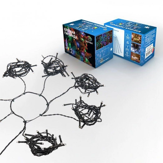 Гирлянда светодиодная елочная с кольцом 7 нитей х1.5м 105LED мультиколор 5.5Вт 230В IP20 не соединяется Neon-Night 235-079