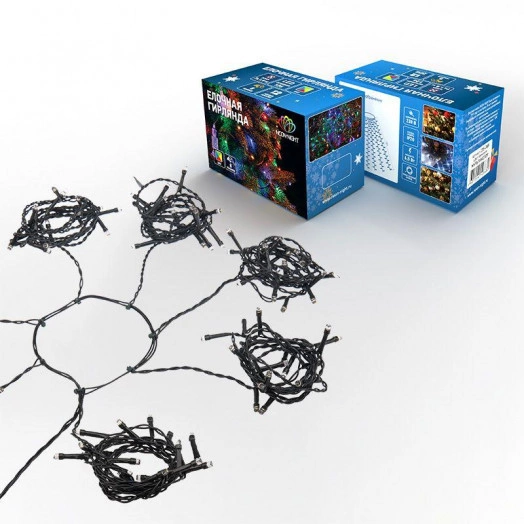 Гирлянда светодиодная елочная с кольцом 7 нитей х1.8м 126LED мультиколор 6.5Вт 230В IP20 не соединяется Neon-Night 235-089