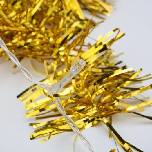 Гирлянда светодиодная "Мишура" 1.5м 10LED зол. тепл. бел. 0.1Вт IP20 провод прозр. ПВХ элементы питания 2хAA (не в компл.) Neon-Night 304-012