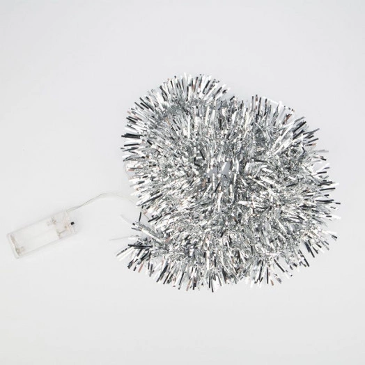 Гирлянда светодиодная "Мишура" 1.5м 10LED серебр. бел. 0.1Вт IP20 провод прозр. ПВХ элементы питания 2хAA (не в компл.) Neon-Night 304-011