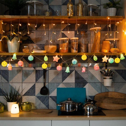 Гирлянда светодиодная "Новый год" 1.5м 10LED тепл. бел. 0.1Вт IP20 провод прозр. ПВХ элементы питания 2хAA (не в компл.) Neon-Night 303-081