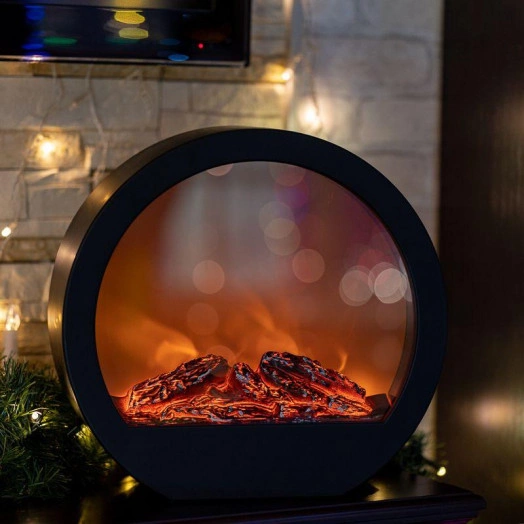 Камин светодиодный "Лаунж" 35.3х12.4х33.7см с эффектом живого огня с адаптером питания и батарейками 4хAA (не в комплекте) Neon-Night 513-038
