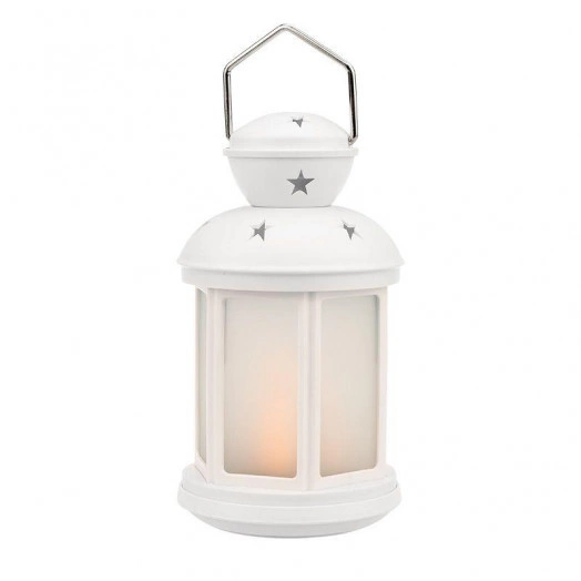 Фонарь декоративный 12х12х20.6см тепл. бел. с эффектом пламени свечи корпус бел. Neon-Night 513-067