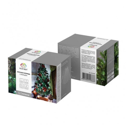 Гирлянда светодиодная елочная с кольцом 7 нитей х1.8м 126LED бел. 6.5Вт IP20 не соединяется Neon-Night 235-085