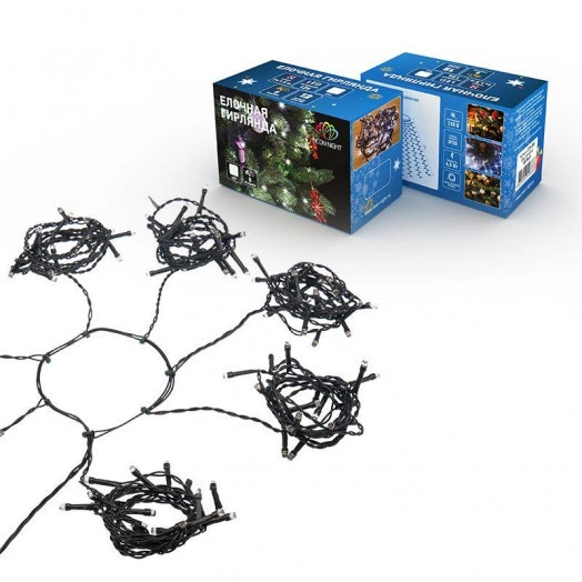 Гирлянда светодиодная елочная с кольцом 7 нитей х1.8м 126LED бел. 6.5Вт IP20 не соединяется Neon-Night 235-085