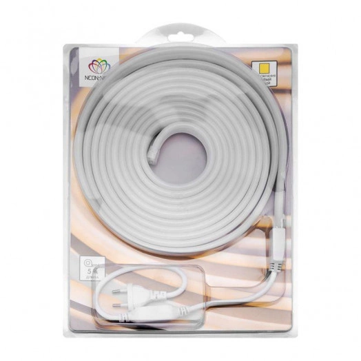 Шнур светодиодный гибкий неон LED SMD 8х16мм 120LED/м двустор. тепл. бел. 5м Neon-Night 131-006