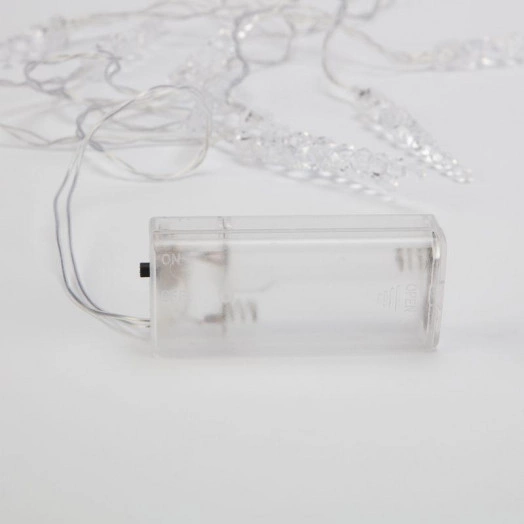 Гирлянда светодиодная "Сосульки" 1.5м 10LED тепл. бел. 0.1Вт IP20 провод прозр. ПВХ элементы питания 2хAA (не в компл.) Neon-Night 303-093