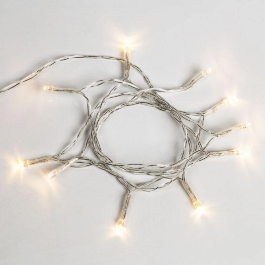 Гирлянда светодиодная универсальная 1.2м 10LED тепл. бел. 0.1Вт IP20 провод прозр. ПВХ элементы питания 2хAA (не в компл.) Neon-Night 303-073