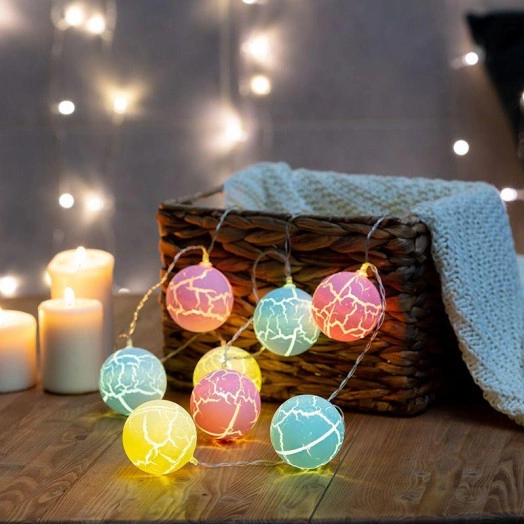 Гирлянда светодиодная "Карамельки" 1.5м 10LED тепл. бел. 0.1Вт IP20 провод прозр. ПВХ элементы питания 2хAA (не в компл.) Neon-Night 303-082