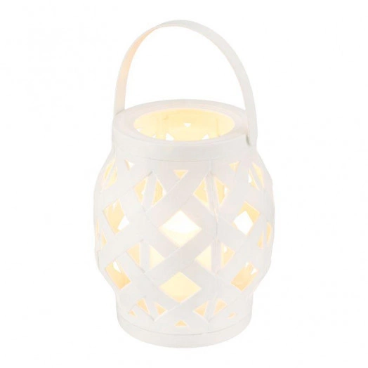 Фонарь декоративный со свечкой плетеный корпус бел. 14х14х16.5см бел. Neon-Night 513-057