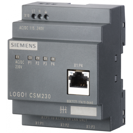 Модуль коммуникационный CSM 230 для LOGO! неуправляемый коммутатор 4х10/100Мбит RJ45 115...240В AC/DC Siemens 6GK71771FA100AA0