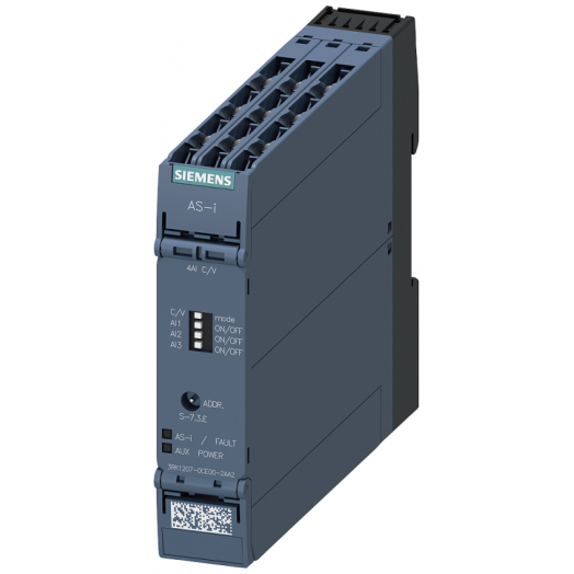 Модуль AS-i SlimLine Compact SC22.5 IP20 аналоговый 4 АВх-C/V винтовые клеммы 4х аналоговый вход с возможностью переключения C/V установочн. ширина 225мм Siemens 3RK12070CE002AA2