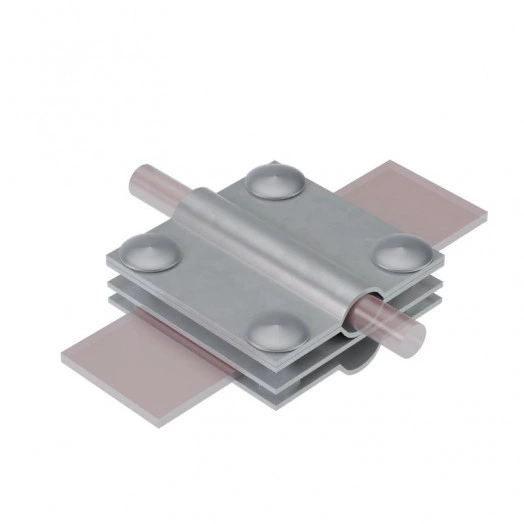 Соединитель заземляющий 4SZ-5-12-D10-20-B40 HD для прутка d5-12мм стержня d10-20мм полосы до 40мм с 4 пластинами сталь гор. оцинк. КМ MA0348