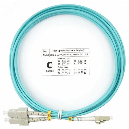 Шнур оптический duplex 3м LC-SC 50/125 mm OM3 LSZH FOP-50-LC-SC-3m